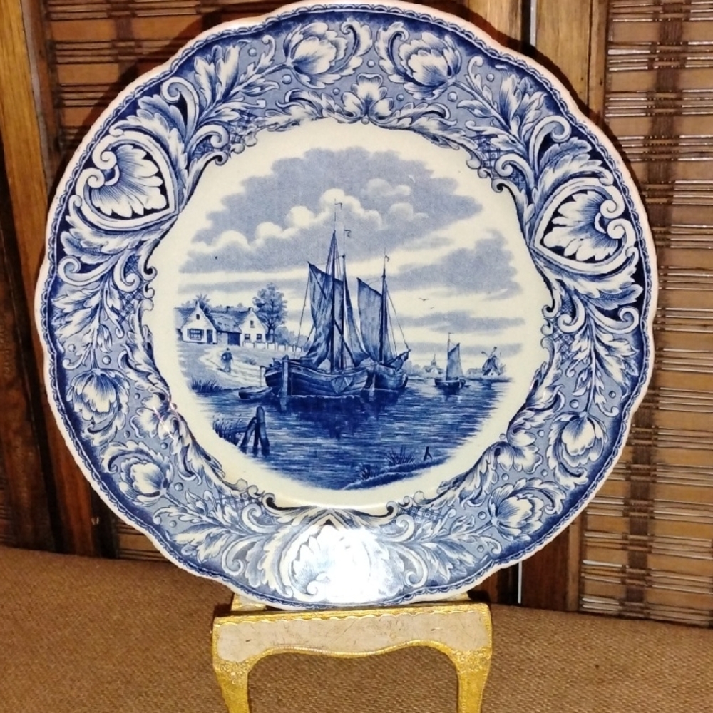 Delfts by Boch Belgium Royal Sphinx Blue and White Transferware Decorative Plate